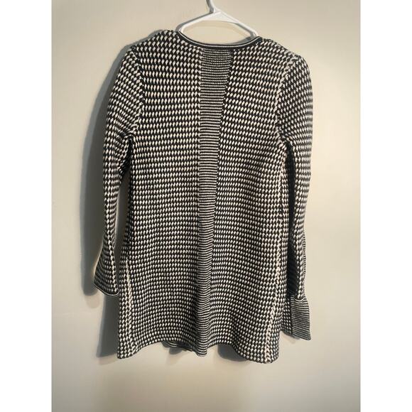 Talbots Black Checked Pure Merino Wool Chunky Knit Cardigan Size Medium - Picture 5 of 9